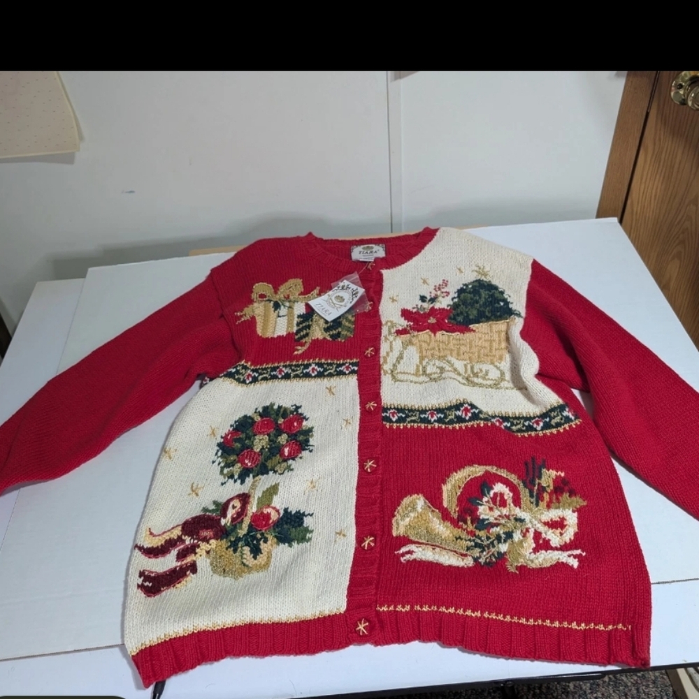 Vintage Tiara International 3x  Ugly Christmas Sweater Cardigan NEW NWT